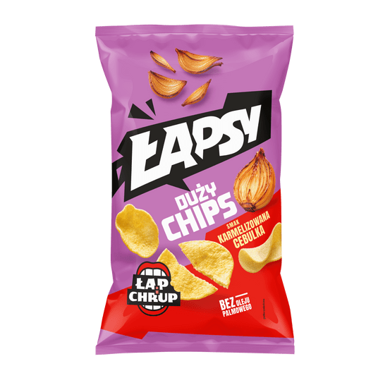ŁAPSY PRAŻYNKI CHIPS KARMELIZOWANA CEBULKA 110G K16 -zdjęcie numer 1